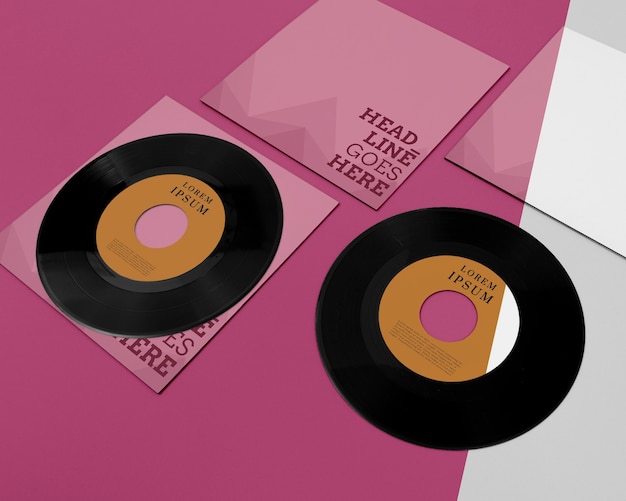 PSD vinyl records mock-up composition