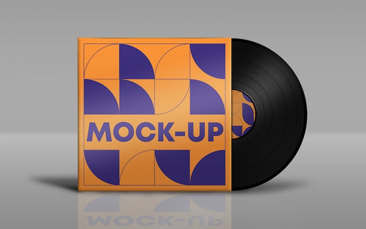 PSD vinyl schijf verpakking mockup psd