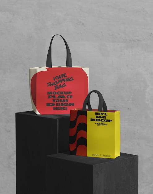 PSD mockup di borsa della spesa in vinile