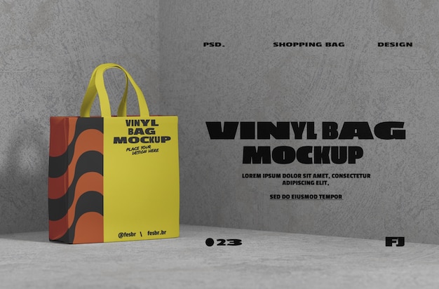 PSD vinyl shopping bag mockup