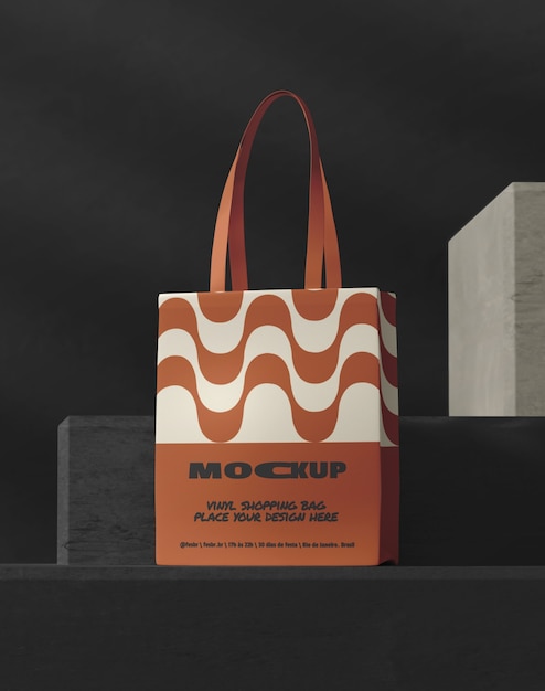 PSD vinyl shopping bag mockup