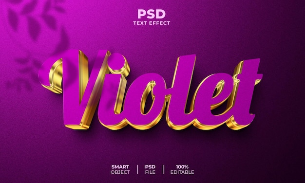 Violet 3d bewerkbaar teksteffect