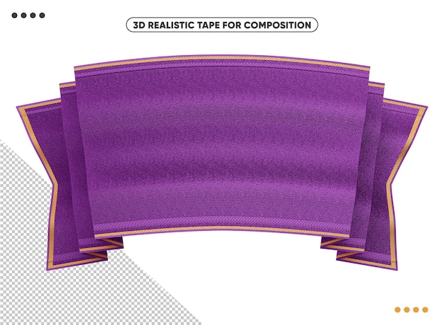 PSD violet 3d realistic ribbon