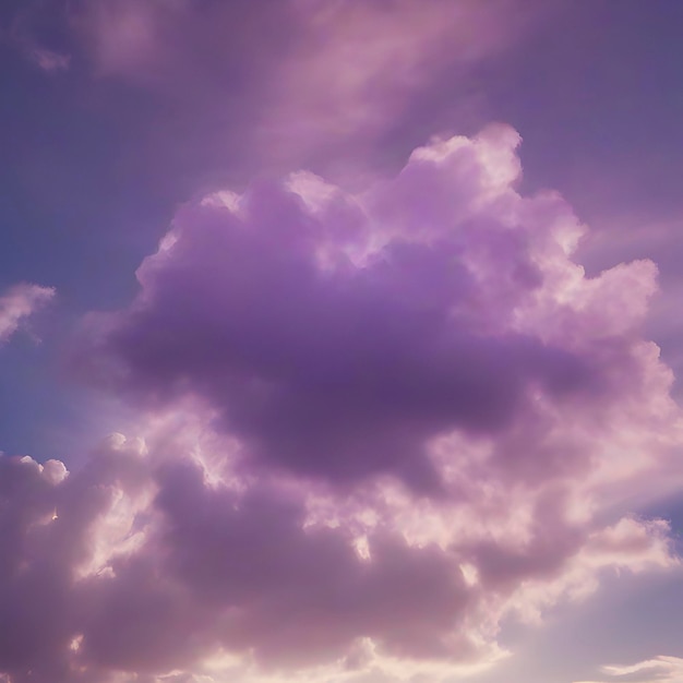 PSD Фиолетовые облака в голубом небе и солнечный свет