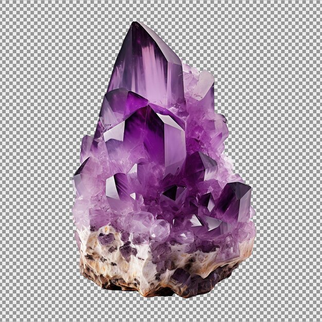 PSD violet crystal stone macro mineral purple rough amethyst quartz crystals geode on white background