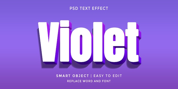 Violet editable 3d style text effect