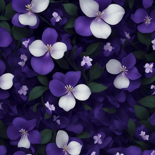 PSD uno sfondo a disegno di fiori viola con fiori bianchi