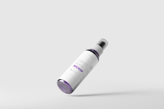 Violet glass spray bottle mockup