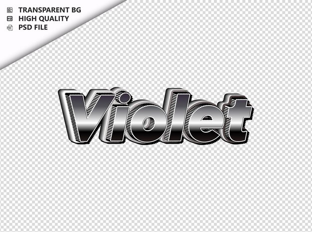 Violet typography text silver black psd transparent