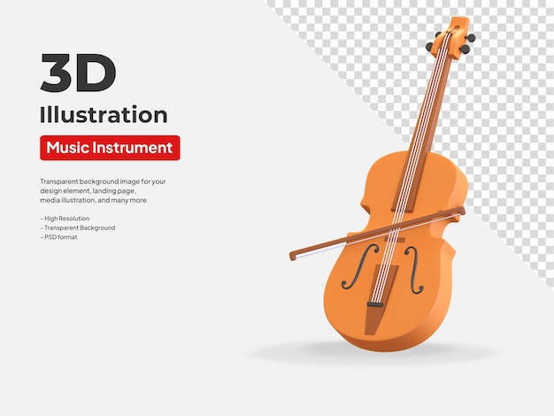 PSD violin icon 3d music instrument illustration render