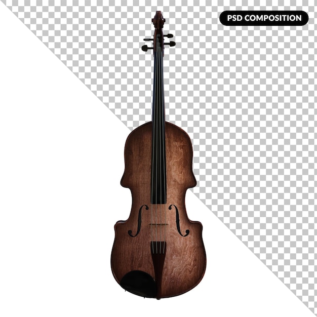 PSD violin isolated 3d rendering