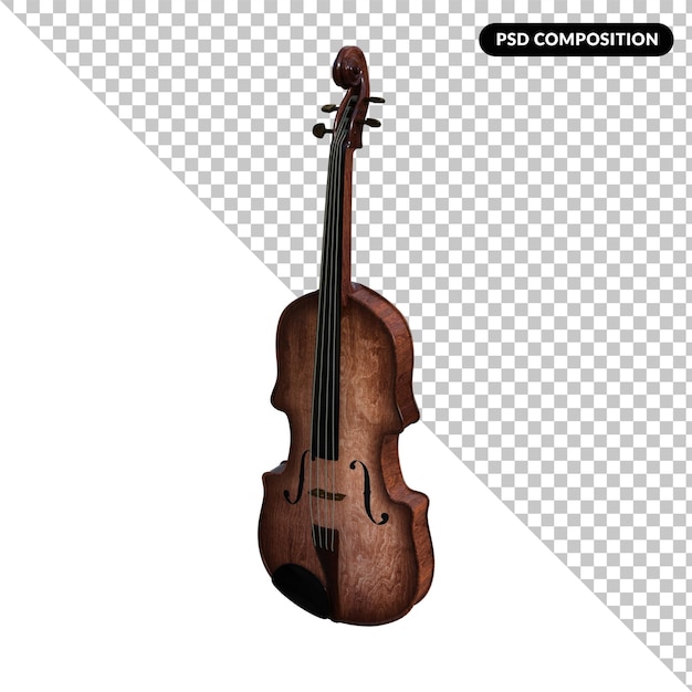 PSD violin isolated 3d rendering