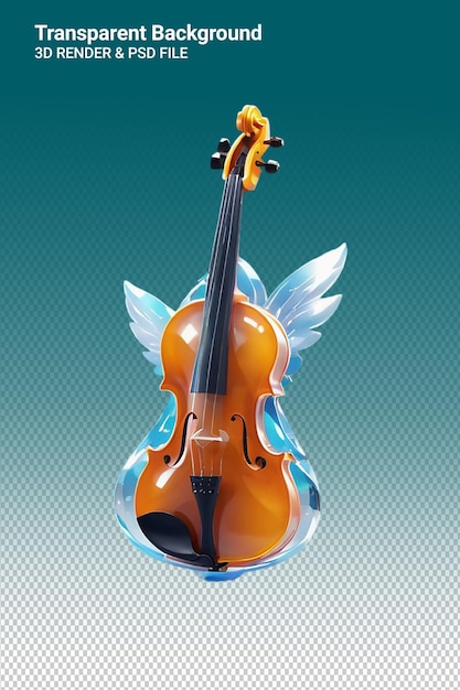 PSD a violin with wings and wings on the bottom