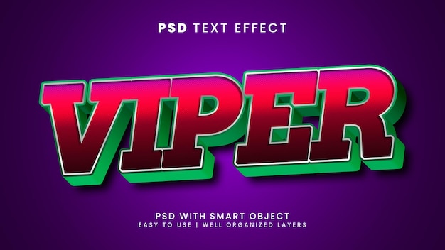 PSD modello di effetto testo modificabile viper 3d