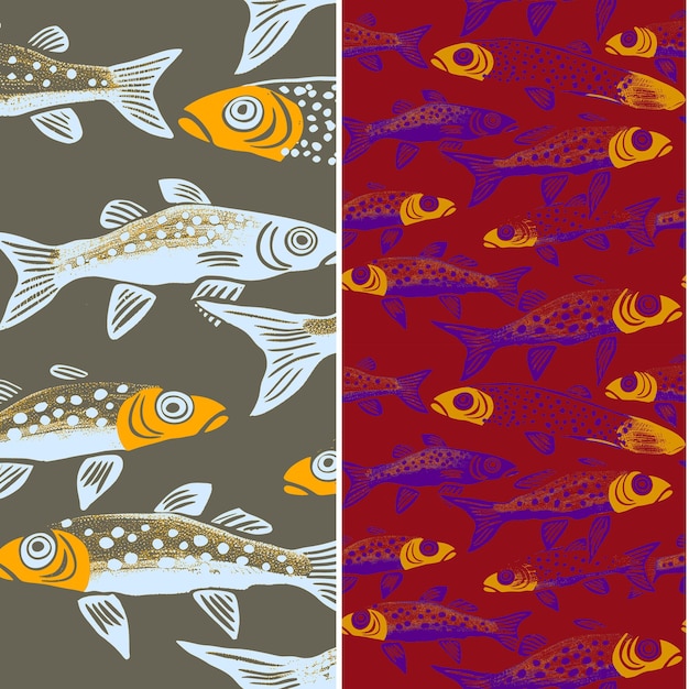 Viperfish With Intense Light Spots Bold Design and Scattered Nature Pattern Vector Designs
