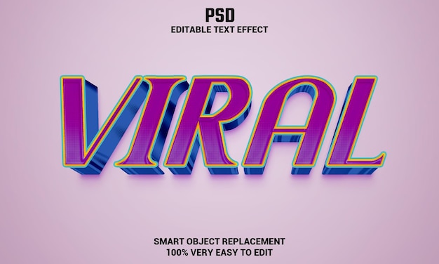 Viral 3d editable text effect with background Premium Psd