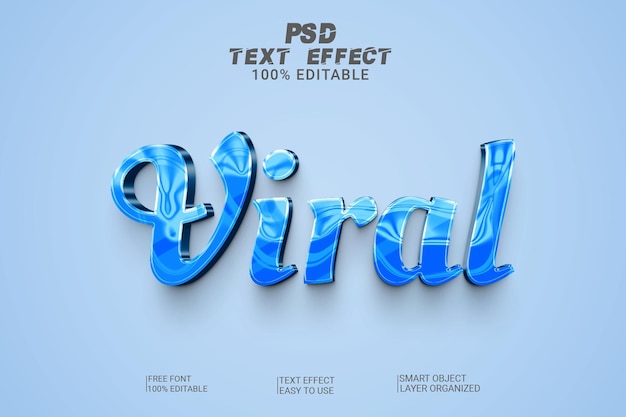 PSD Вирусный 3d текстовый эффект psd