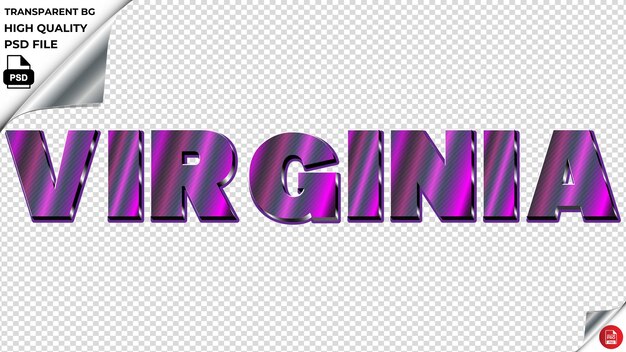 PSD virginia typography purple light text metalic psd transparent