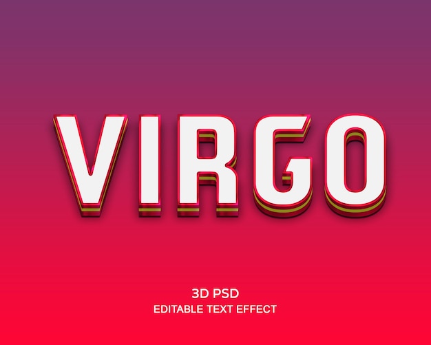 PSD virgo 3d style,  3d editable text effect with premium background