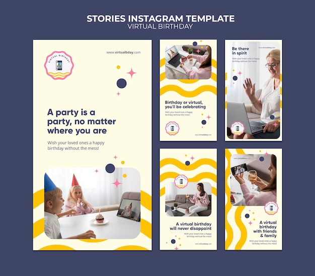 Virtual birthday social media stories