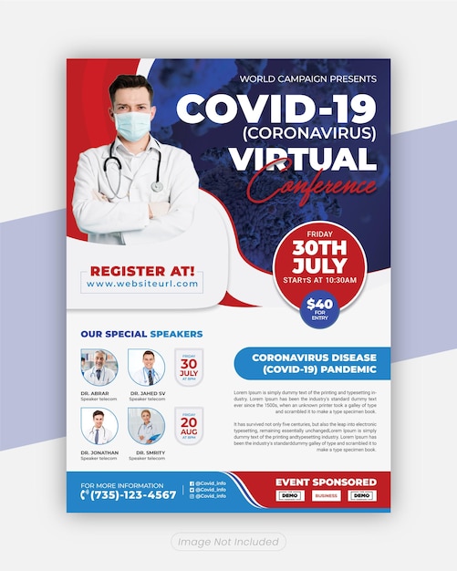 PSD virtual conference flyer template design