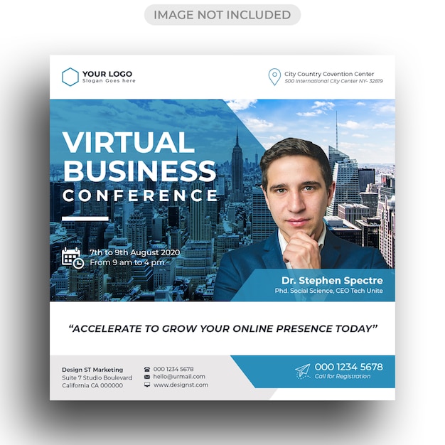 Modello di post social media conferenza virtuale
