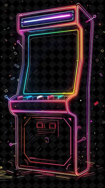 PSD virtual reality arcade arcane frame con retro arcade machin neon color frame collezione y2k