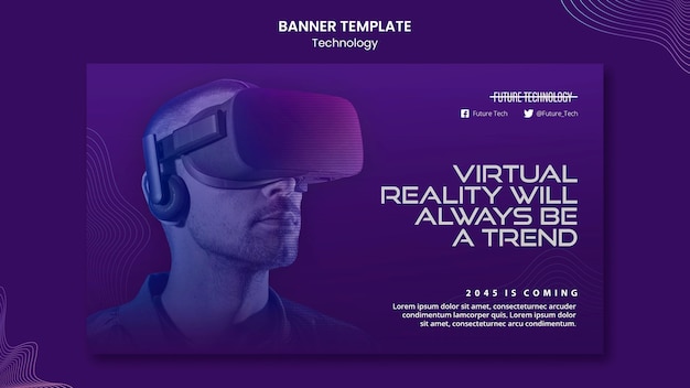 PSD modello di banner di realtà virtuale