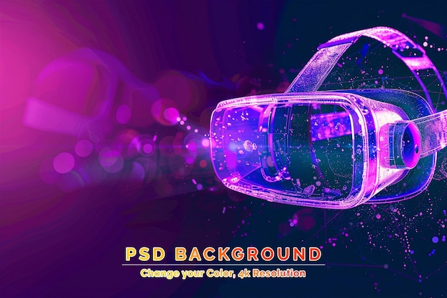 PSD virtual reality bril technologie illustratie op blauwe achtergrond