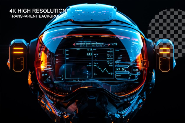 Virtual reality futuristic vr head up display design on transparent background