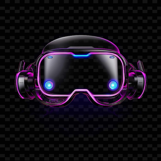 PSD virtual reality gaming borderline design neon lines style ga png y2k shapes transparent light arts