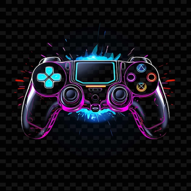 PSD virtual reality gaming borderline design neon lines style ga png y2k shapes transparent light arts