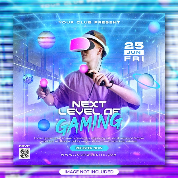 Virtual reality gaming sport event flyer template