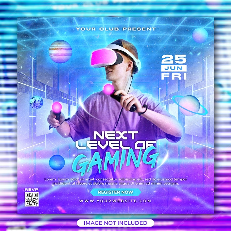  Virtual reality gaming sport event flyer template