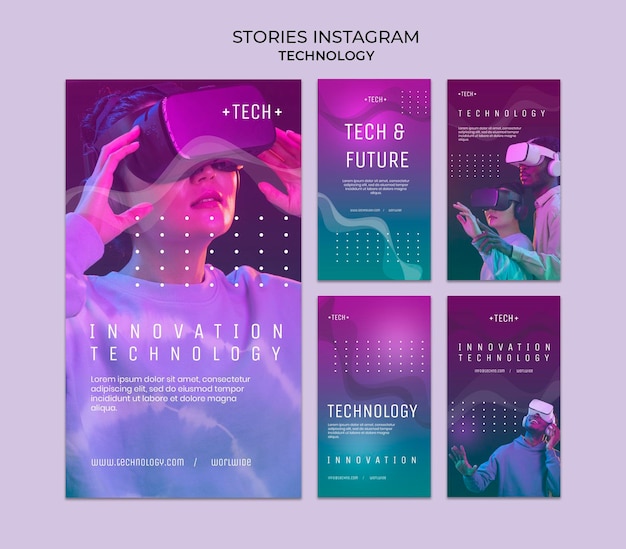 PSD storie di instagram di occhiali per realtà virtuale