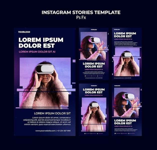 Modello di storie di instagram di realtà virtuale