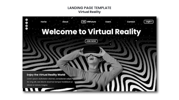 PSD Целевая страница виртуальной реальности