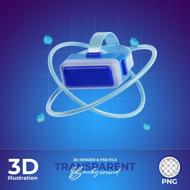 PSD virtual reality metaverse 3d illustration on a transparent background