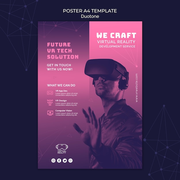 PSD virtual reality print template in duotone