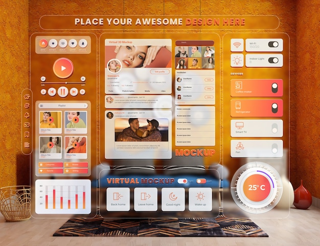 PSD mockup di proiezione di realtà virtuale