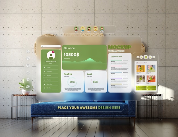 PSD mockup di proiezione di realtà virtuale