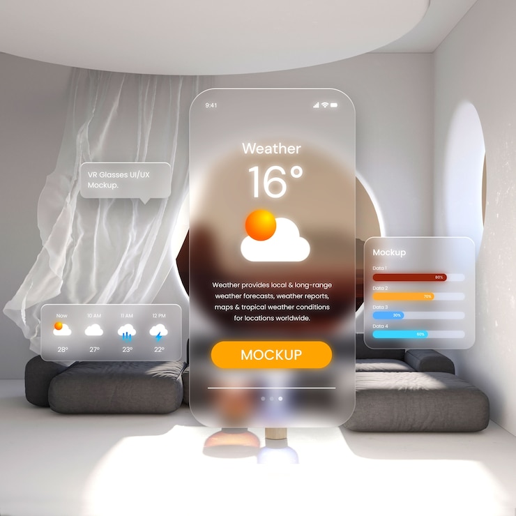 PSD virtual reality projection of tv screen mockup