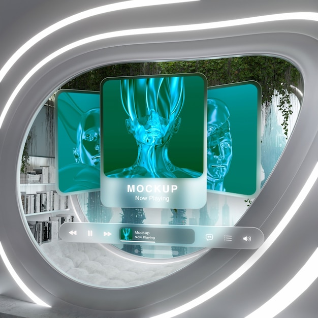 Virtual reality projection of tv screen mockup