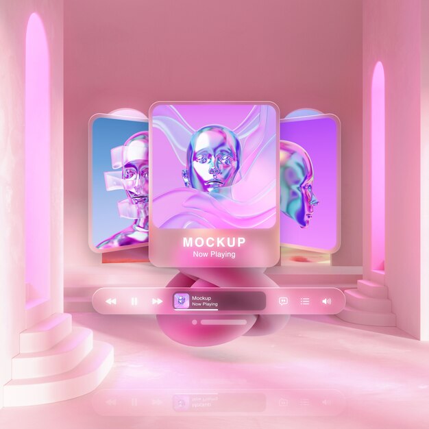 PSD virtual reality projection of tv screen mockup