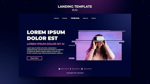 PSD virtual reality template landing page