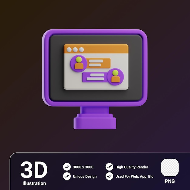 Virtuele assistent object web chat 3d illustratie