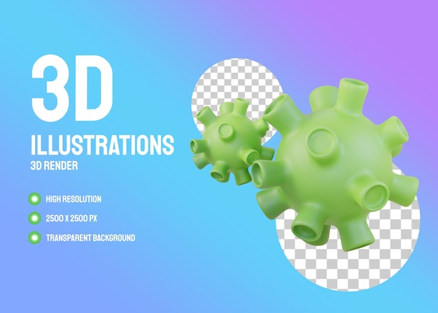 PSD 3d-иллюстрация вируса