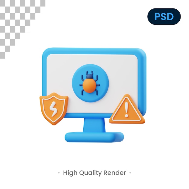 PSD ウイルス3dレンダリングイラストプレミアムpsd