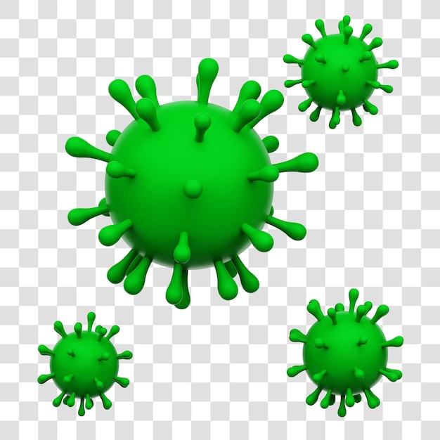 PSD virus 3d rendering icon isolated transparent background