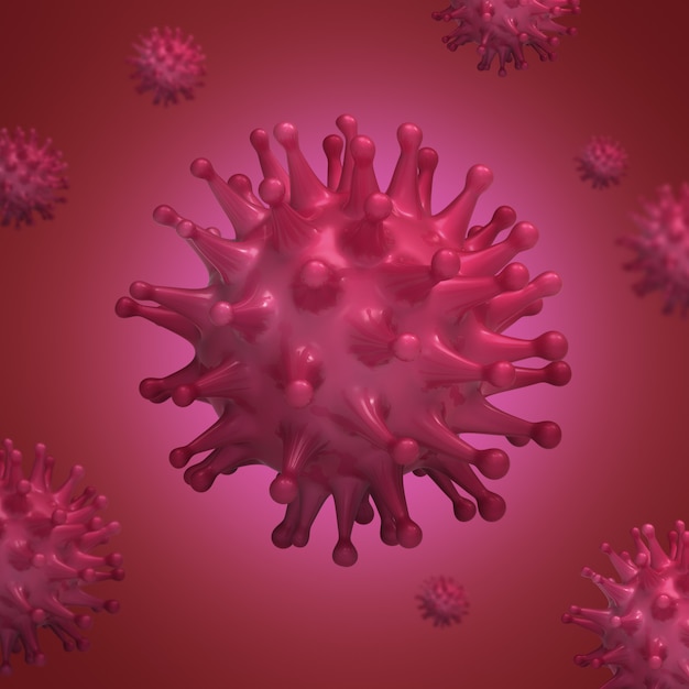 Virus bacteria cells 3d render image.